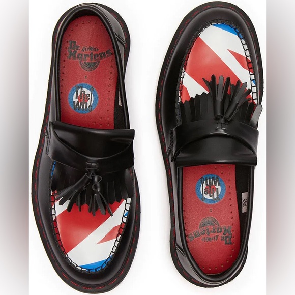 NIB DR MARTENS ADRIAN WHO BLACK UNION JACK SMOOTH LOAFER SIZE 12